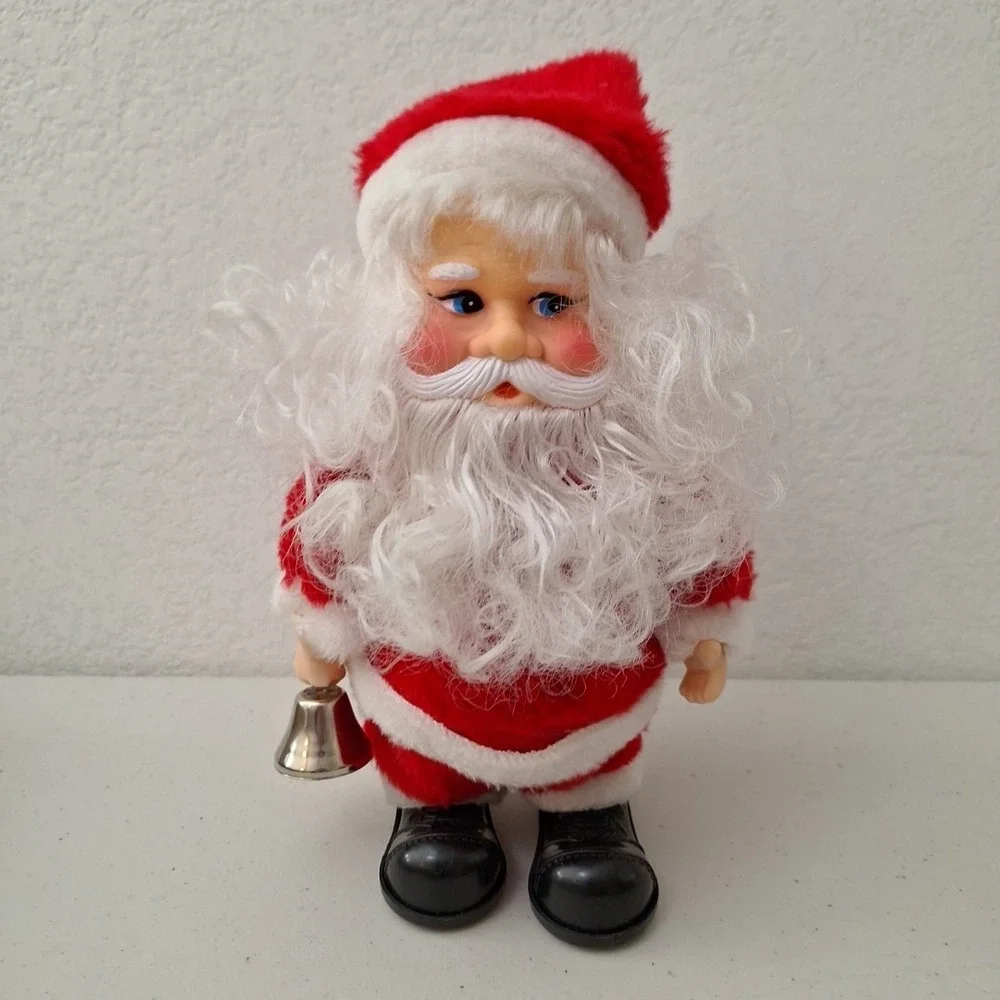 Vintage 10 Inch Christmas Walking Santa Claus Musical Toy Animated Works